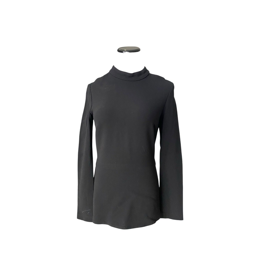 Brandon Maxwell Mock Neck Shoulder Cutout Top Size 8 Black Editorial Statement
